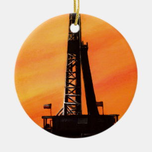 Texas Oil Rig Ceramic Tree Decoration