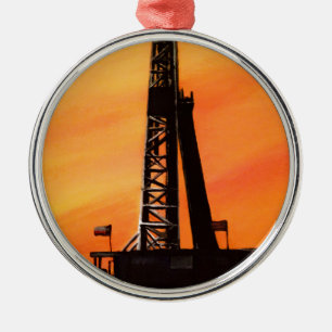 Texas Oil Rig Metal Tree Decoration