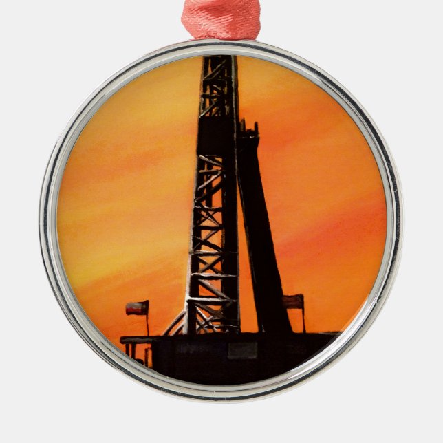Texas Oil Rig Metal Tree Decoration (Front)