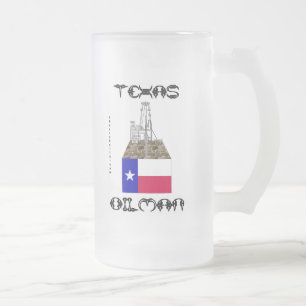 Texas Oilman, Oil Field, Beer Mug,Oil Frosted Glass Beer Mug