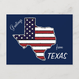 Texas outline American flag customisable postcard