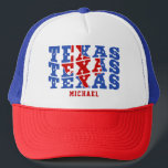 Texas Patriotic State Love USA Custom Name Trucker Hat<br><div class="desc">Texas Patriotic State Love USA Custom Name Trucker Hat</div>