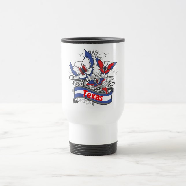 Texas Patriotism Butterfly Travel Mug (Center)