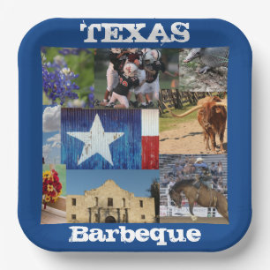 Texas Photo Mosaic Paper Plate