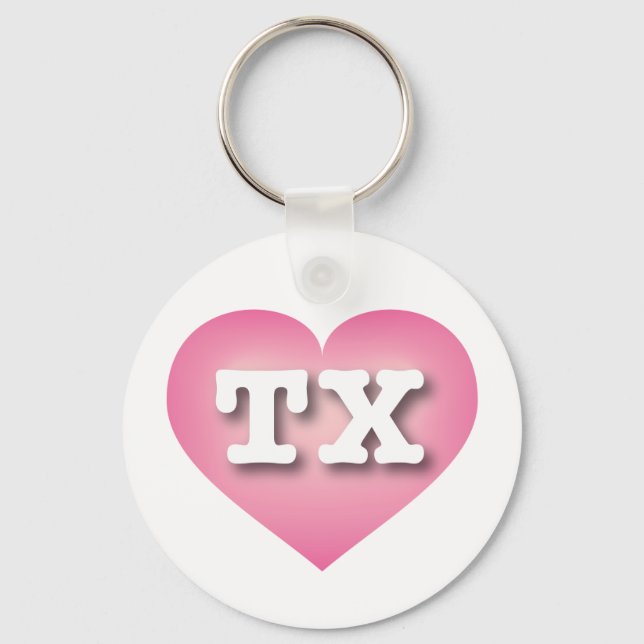 Texas Pink Fade Heart - I love TX Key Ring (Front)