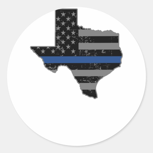 Texas Police Officer Thin Blue Line Classic Round Sticker (Front)