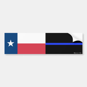 Texas & Police Thin Blue Line Flag Bumper Sticker