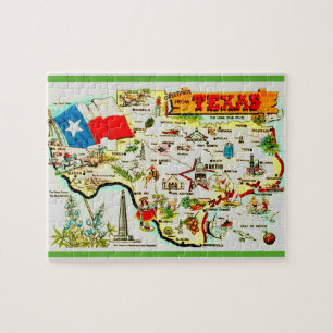 Texas Postcard 8x10 Map Jigsaw Puzzle