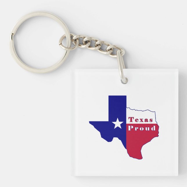 Texas Proud Flag Map Key Ring (Front)