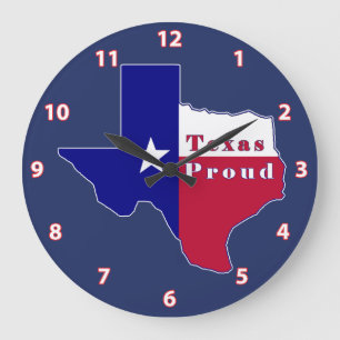 Texas Proud Flag Map Large Clock