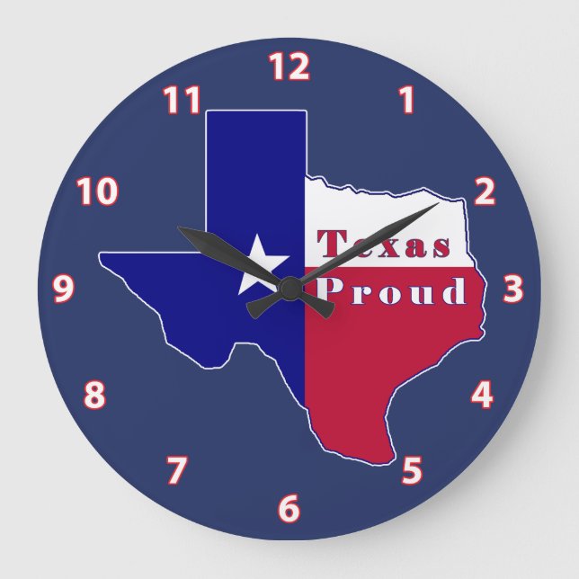 Texas Proud Flag Map Large Clock (Front)