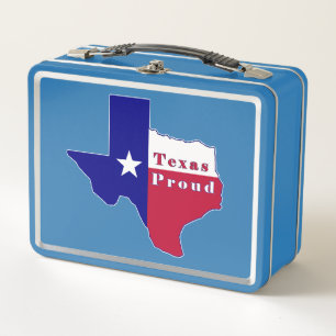 Texas Proud Flag Map Metal Lunch Box