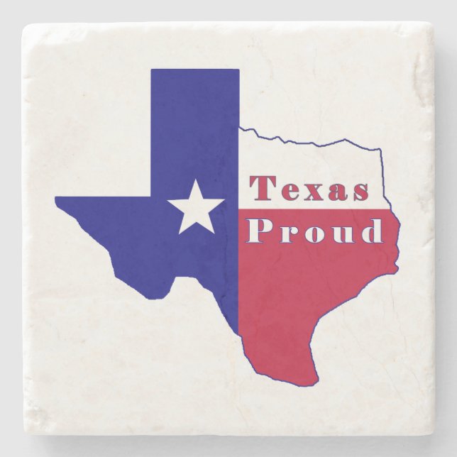 Texas Proud Flag Map Stone Coaster (Front)