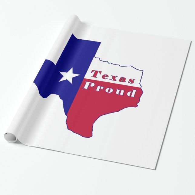 Texas Proud Flag Map Wrapping Paper (Unrolled)