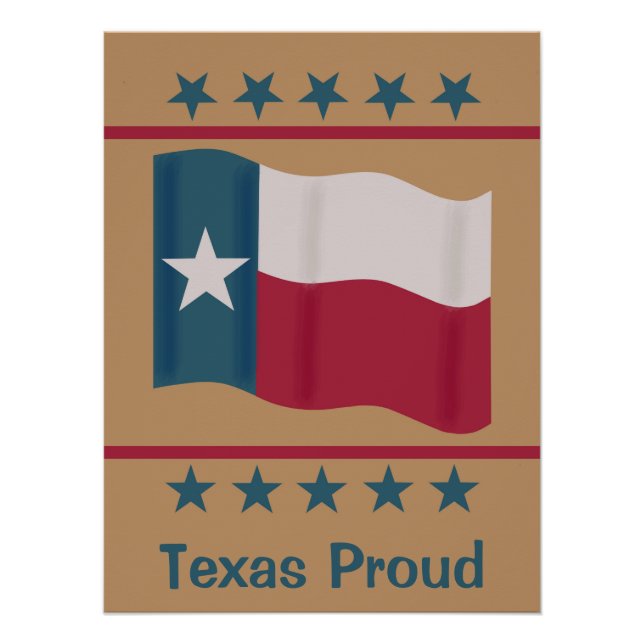 Texas Proud Lone Star Flag Stars Personalised Poster (Front)