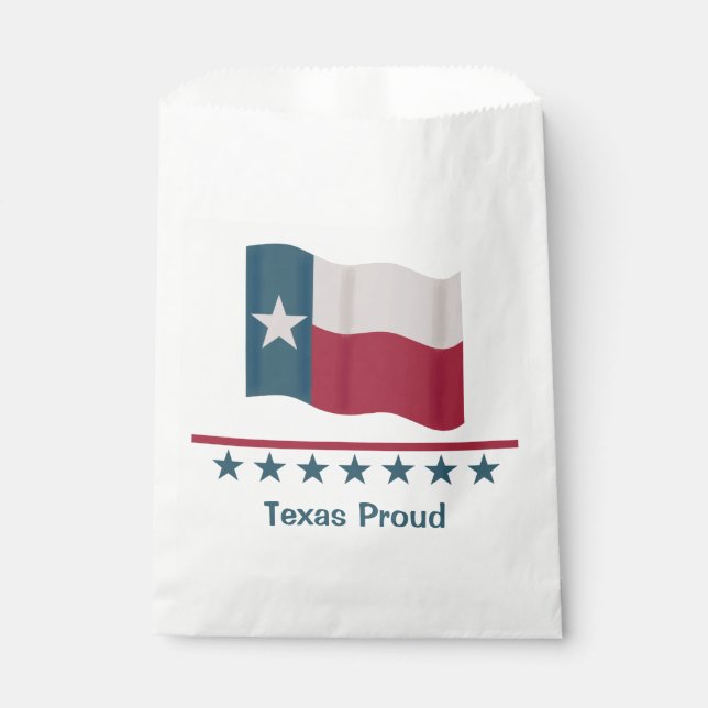 Texas Proud Long Star Flag Personalised Favour Bags (Front)