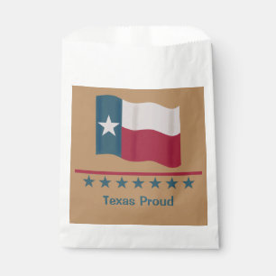 Texas Proud Long Star Flag Personalised Tan Favour Bags