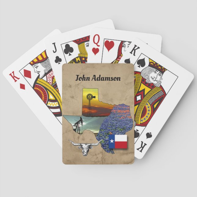 Texas Proud photos say "Texas" personalise Playing Cards (Back)