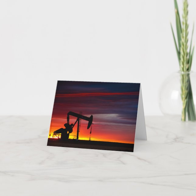 Texas Pumpjack at Sunset - small notecards (Front)