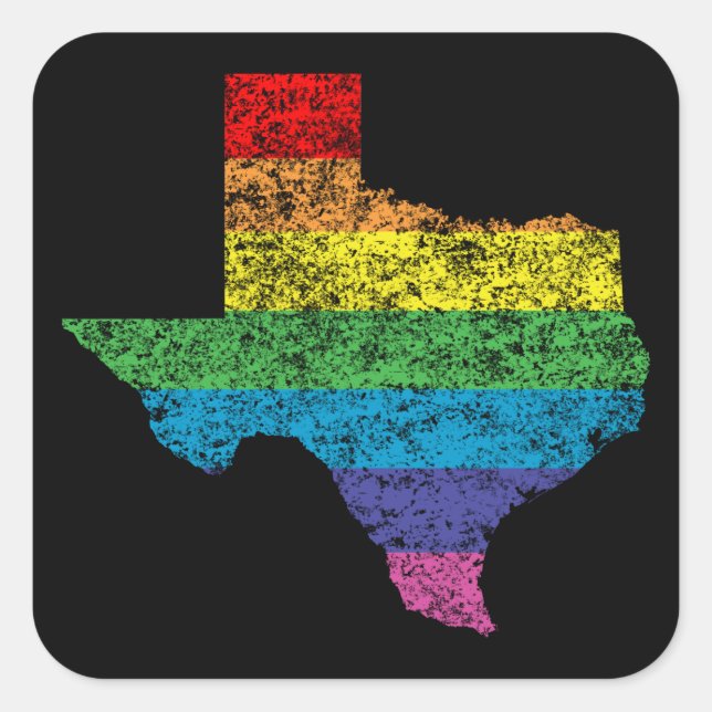 texas rainbow square sticker (Front)