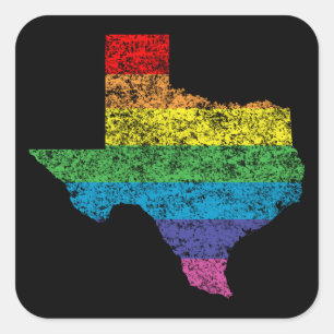 texas rainbow square sticker