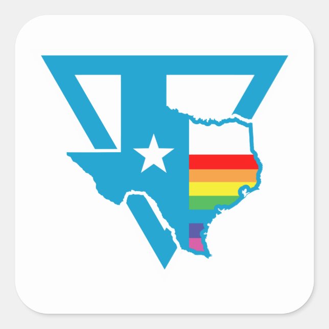texas rainbow triangle square sticker (Front)