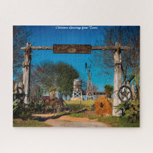 Texas Ranch Scene. Christmas Greetings Jigsaw Puzzle