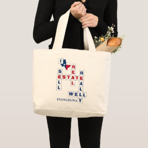 TEXAS Real Estate Texan Realtor Large Tote Bag