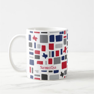 Texas Red & Blue Wonky Squares & Rectangles Coffee Mug