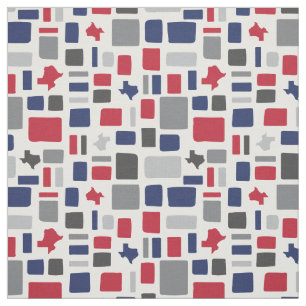 Texas Red & Blue Wonky Squares & Rectangles Fabric