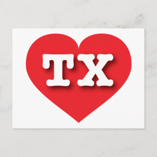 Texas Red Heart - I love TX Postcard