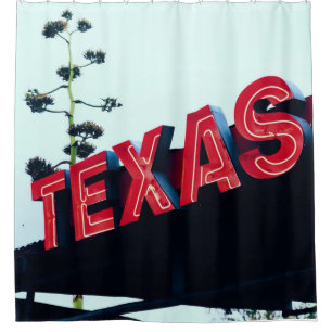 Texas Red Neon Lights USA America Shower Curtain