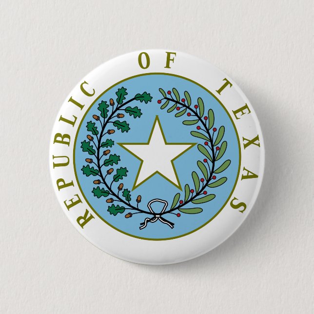 Texas (Republic of Texas Seal Colour) 6 Cm Round Badge (Front)
