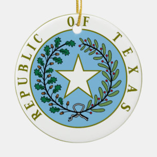 Texas (Republic of Texas Seal Colour) Ceramic Tree Decoration