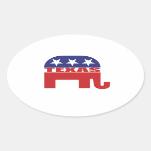 Texas Republican Elephant Oval Sticker