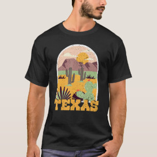 Texas Retro Vintage Retro Sunset Proud Cactus Texa T-Shirt