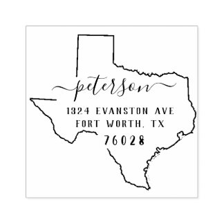 Texas Return Address Wooden Rubber Stamp