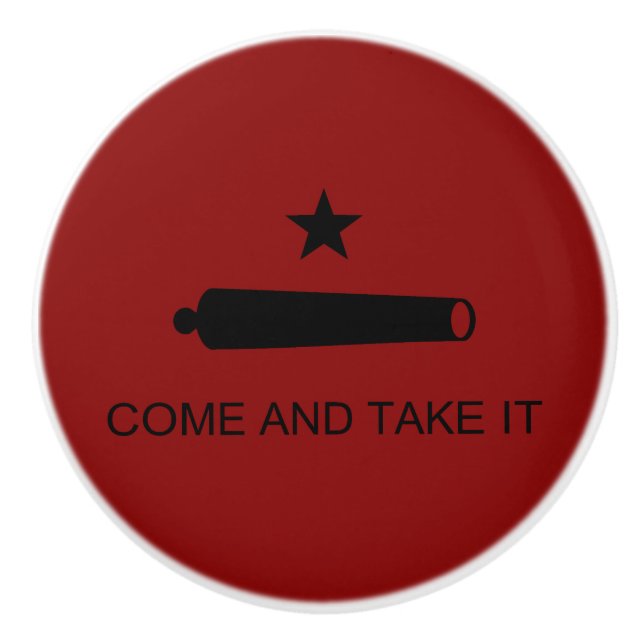 Texas Revolution Flag, Texians Militia 1835  Ceramic Knob (Front)