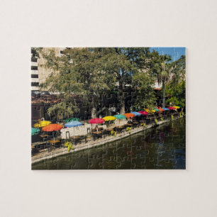 Texas, Riverwalk, dining on river's edge Jigsaw Puzzle