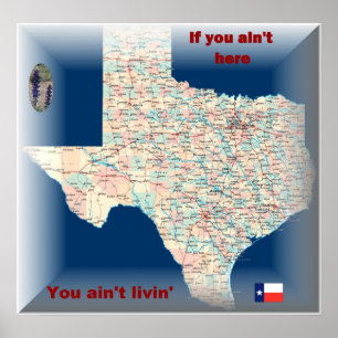 texas-road-map poster