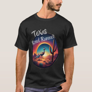 Texas Road Runner Desert Sunset Cactus Running Bir T-Shirt