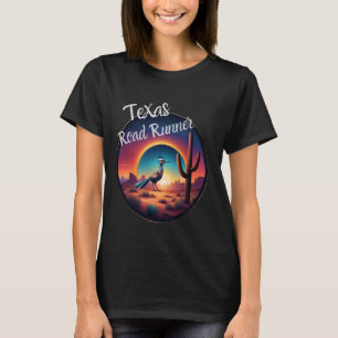 Texas Road Runner Desert Sunset Cactus Running Bir T-Shirt