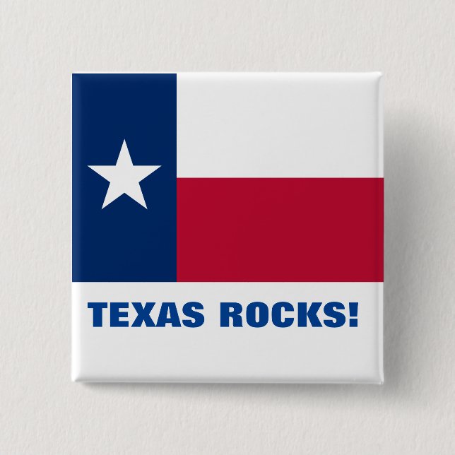 TEXAS ROCKS! 15 CM SQUARE BADGE (Front)