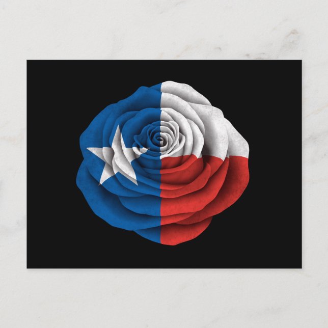 Texas Rose Flag on Black Postcard (Front)