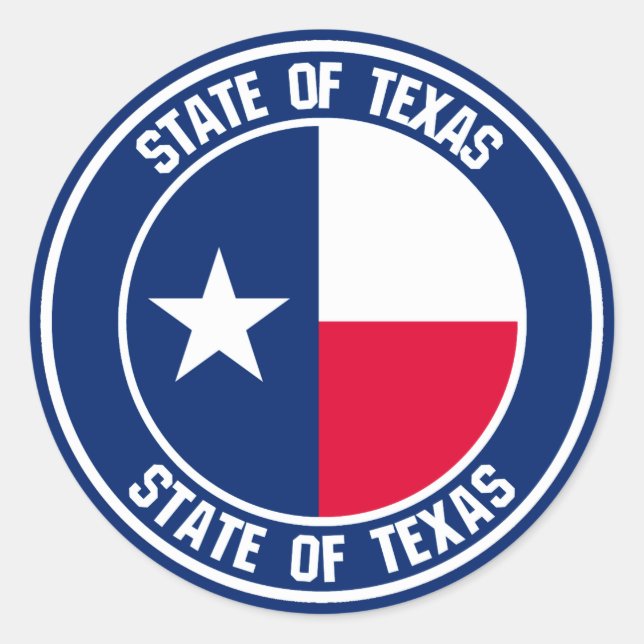 Texas Round Emblem Classic Round Sticker (Front)
