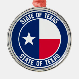 Texas Round Emblem Metal Tree Decoration