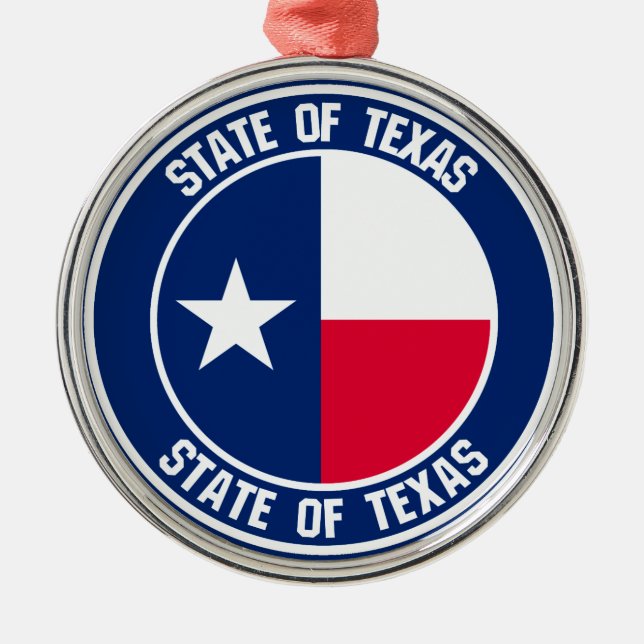 Texas Round Emblem Metal Tree Decoration (Front)