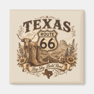 Texas Route 66 Big Sky Fridge Keepsake Magnet