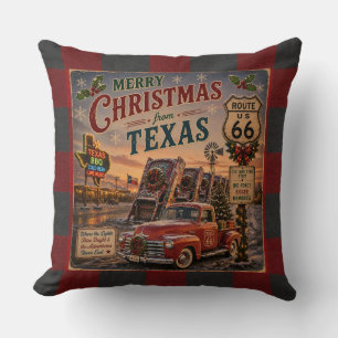 Texas Route 66 Christmas Roadhouse Cushion