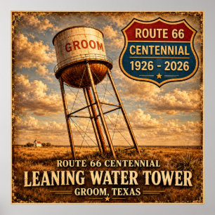 Texas Route 66 Leaning Tower Poster
